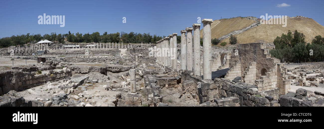 Paysage panoramique du Beit She'un site archéologique, Israël Banque D'Images