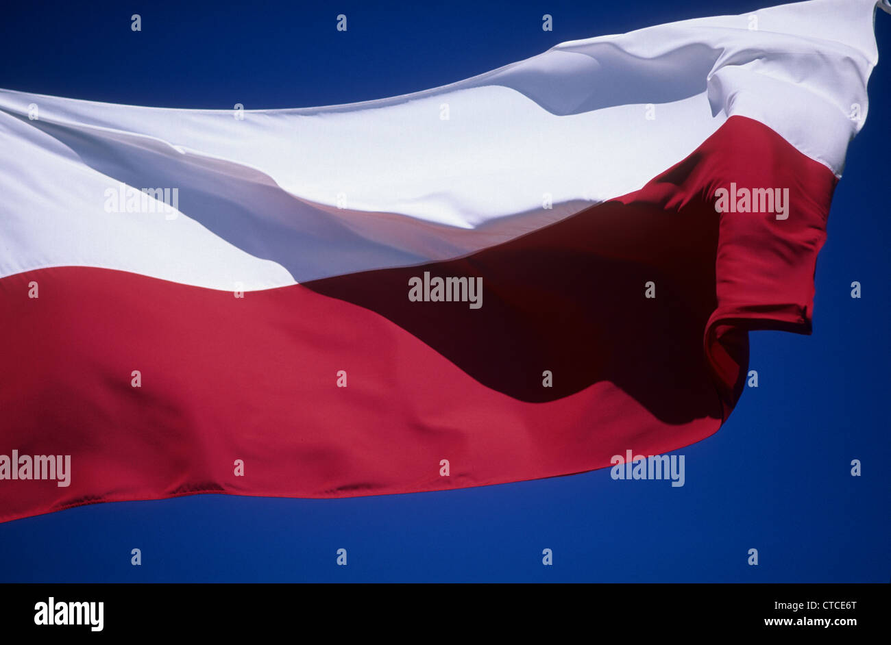 La Pologne, le drapeau national/couleurs. Banque D'Images