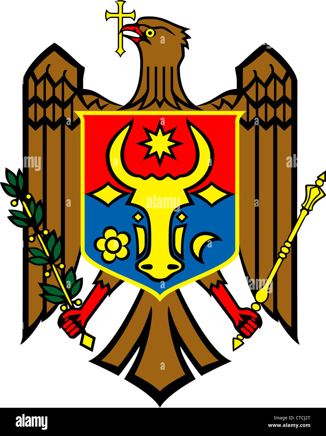 Les armoiries nationales de la République de Moldavie. Banque D'Images