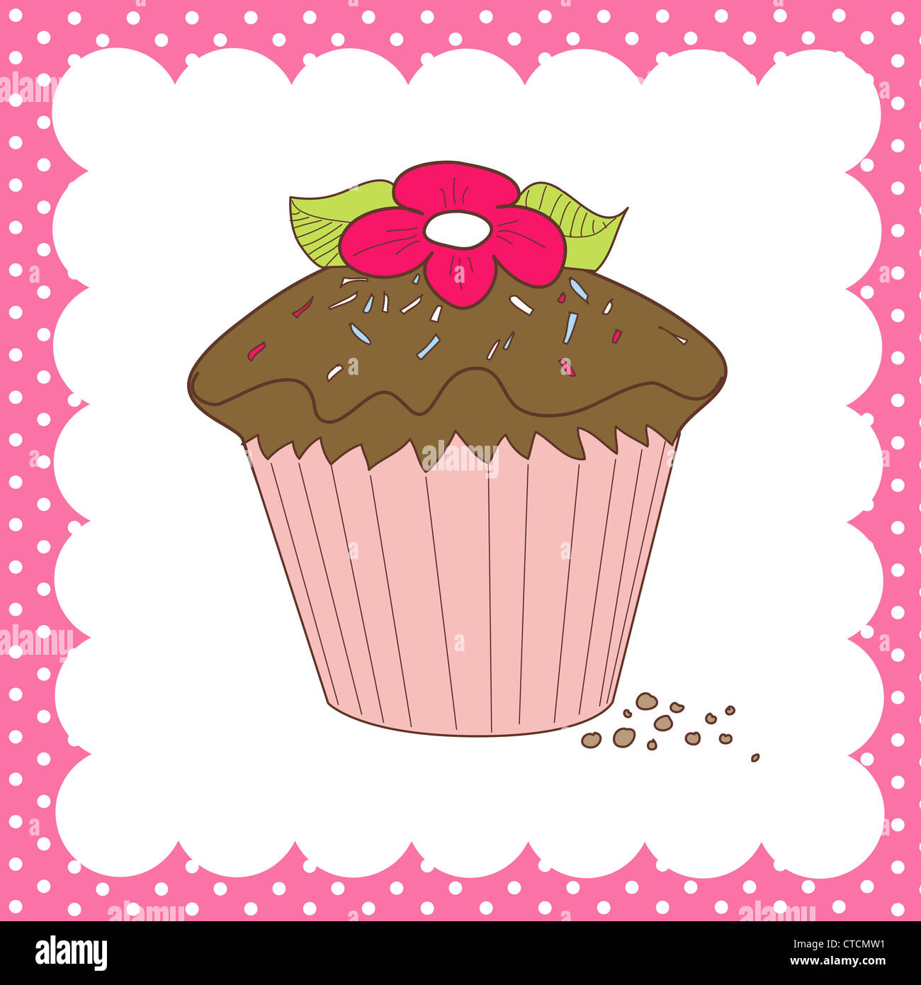 doodle Cupcake Banque D'Images