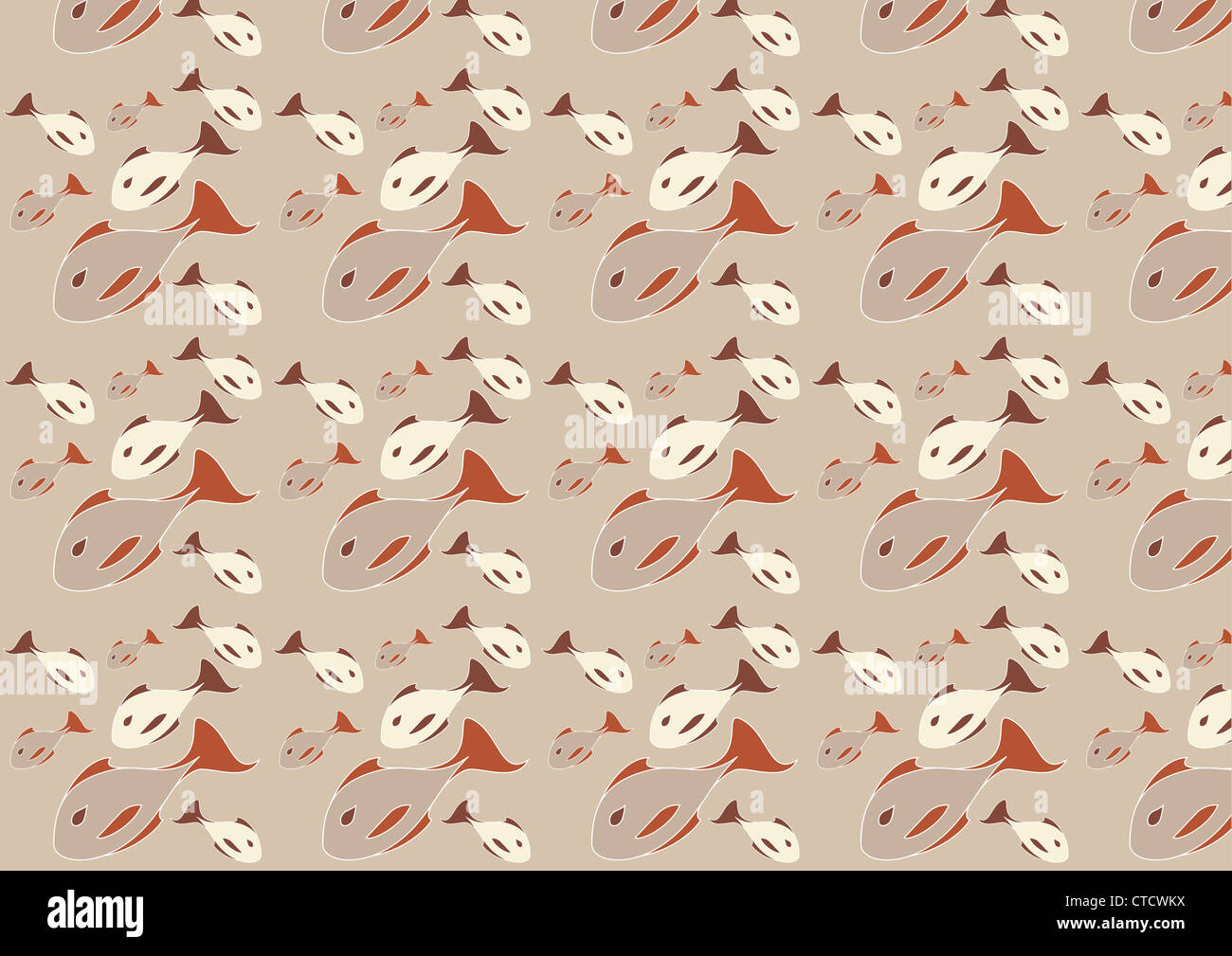 Vector illustration de la mi-siècle de style moderne années 50 abstract pattern poisson. Résumé fond rétro. Banque D'Images