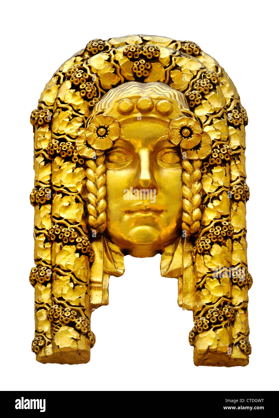 Prague, République tchèque. Détail de l'Art nouveau à Lucerna Pasaz - arcade au large de la place Venceslas. Visage d'or Banque D'Images