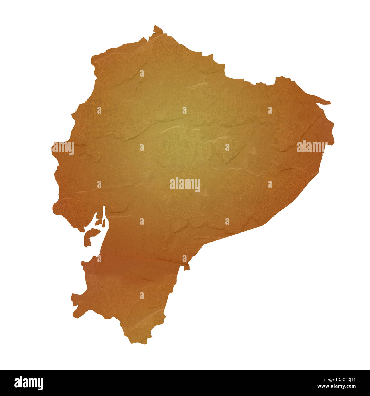 Carte de l'Equateur carte texturée avec brown rock ou la texture de pierre, isolé sur fond blanc avec chemin de détourage. Banque D'Images
