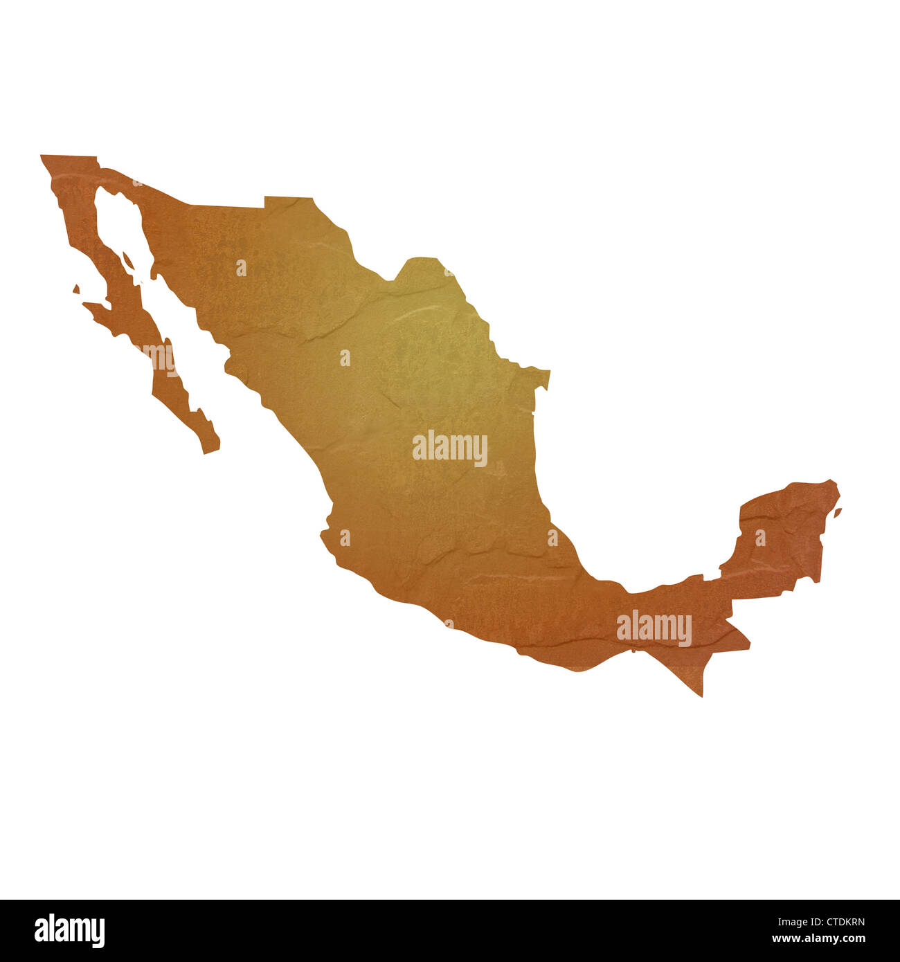 Carte du Mexique texturé plan avec brown rock ou la texture de pierre, isolé sur fond blanc avec chemin de détourage. Banque D'Images