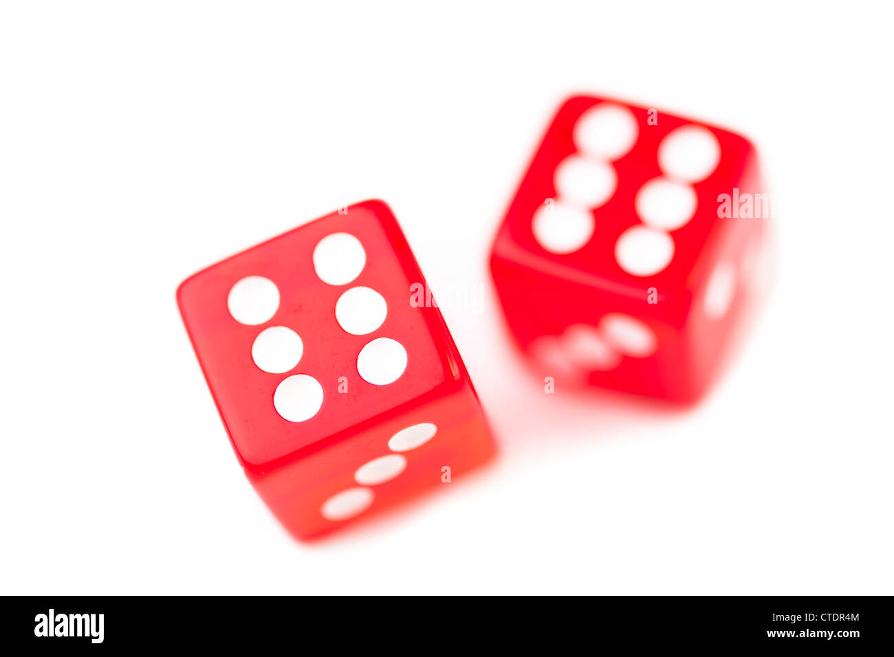 Deux red dices in motion Banque D'Images