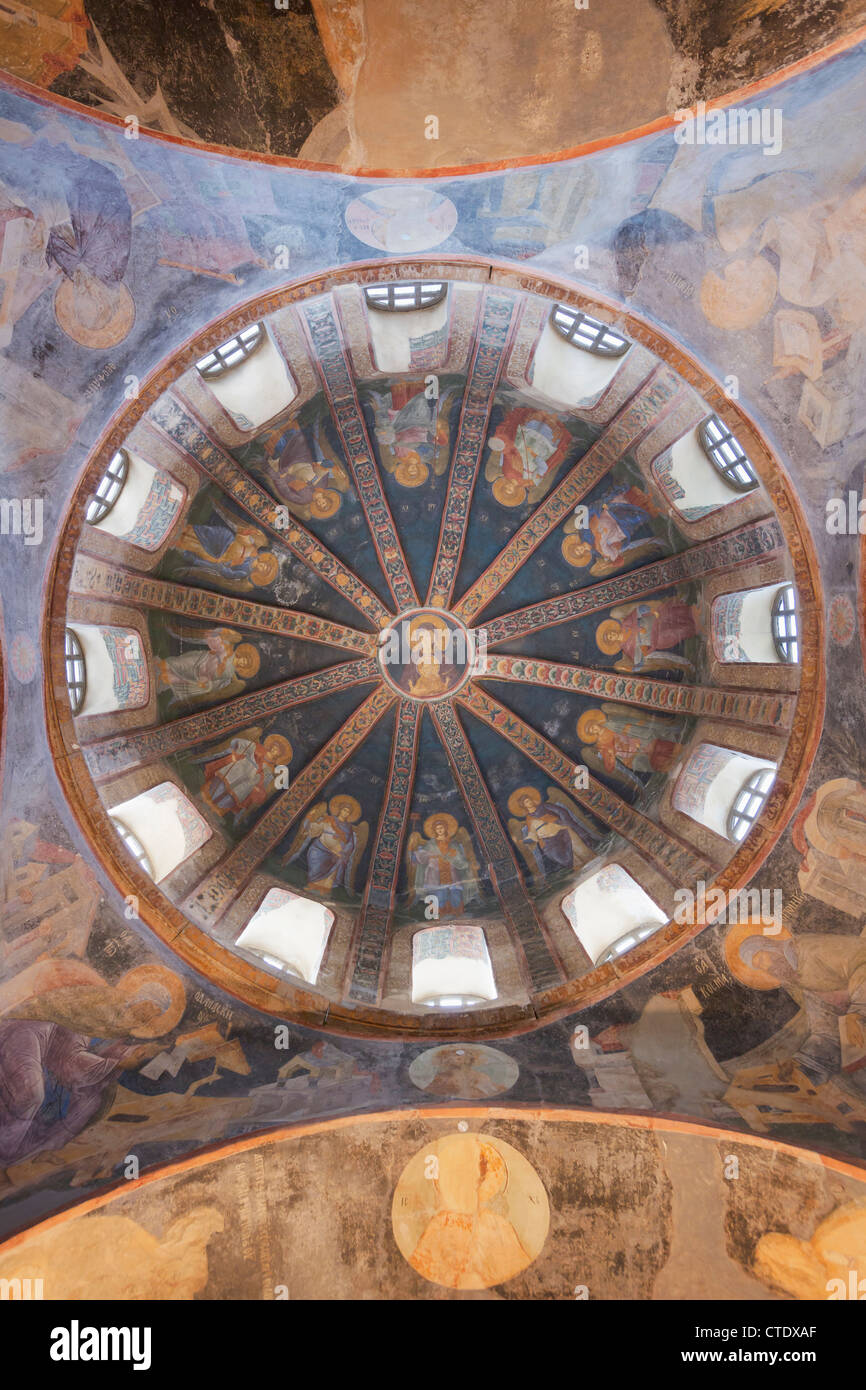 Istanbul, Turquie. L'église byzantine de Saint Sauveur à Chora. La Vierge et l'enfant fresque de la coupole de l'parecclesion. Banque D'Images