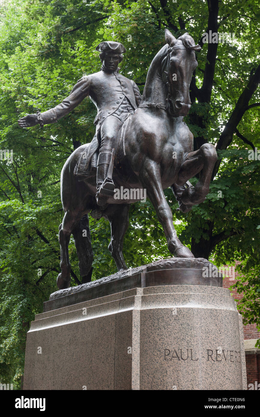 Statue de Paul Revere, Boston Banque D'Images