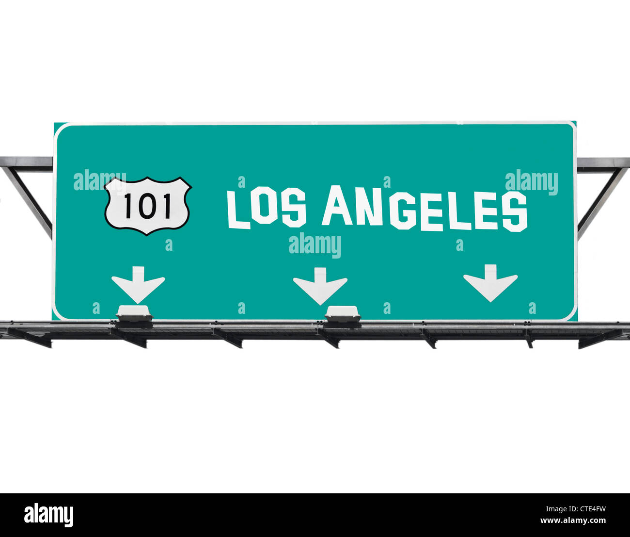 101 Hollywood freeway Los Angeles signe avec la police fait main. Banque D'Images