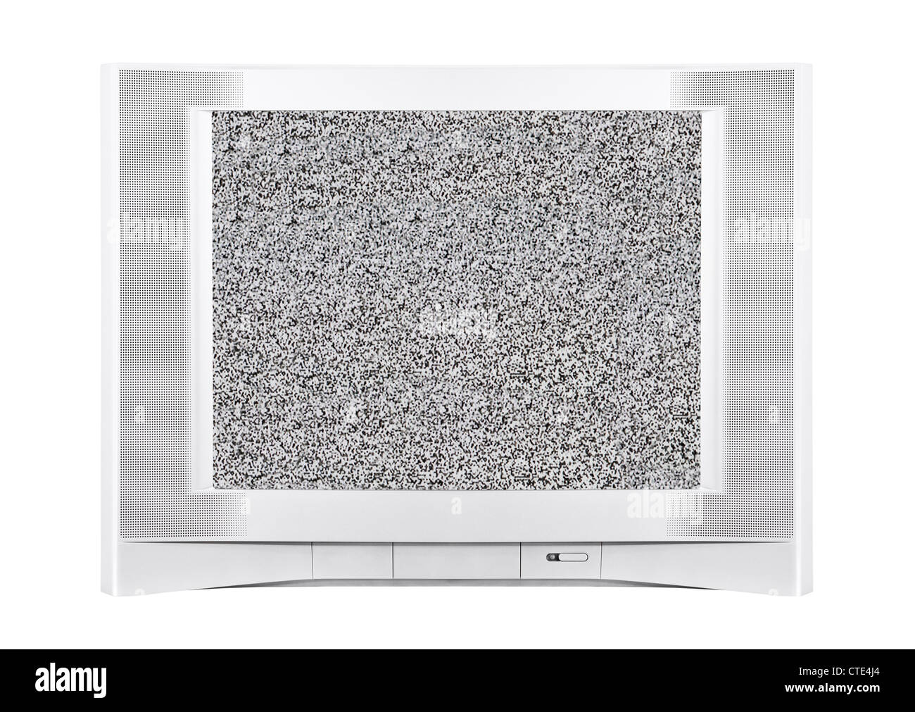 Grand bâtiment moderne de la télévision avec écran statique d'argent. Banque D'Images