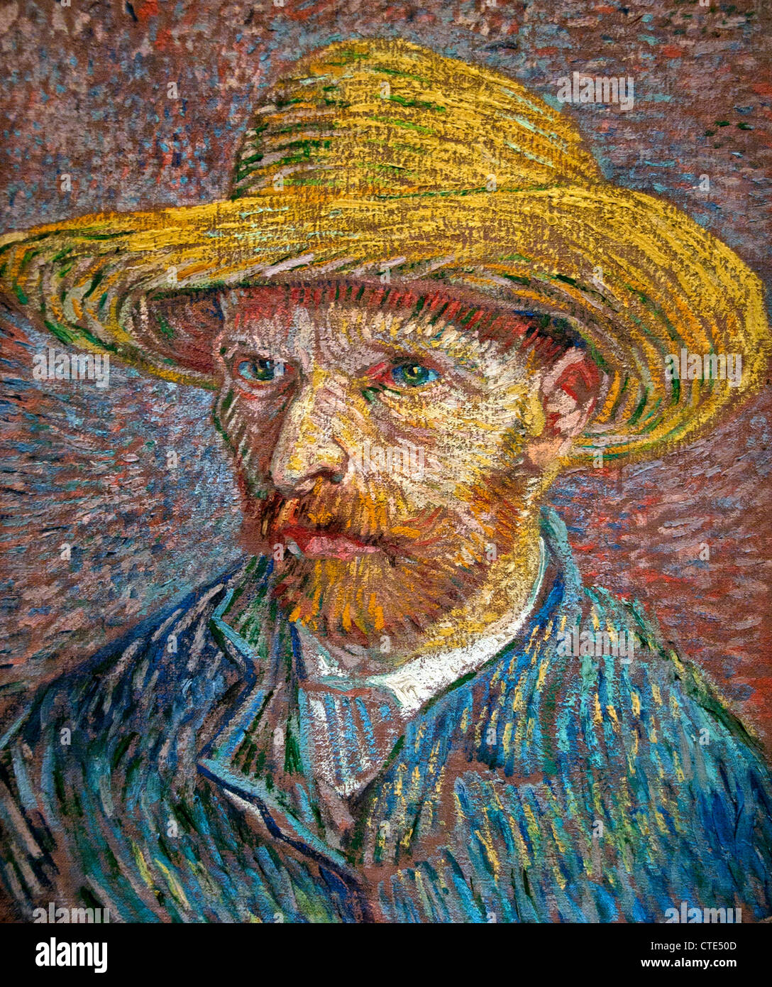 Self Portrait avec un chapeau de paille l'éplucheuse de pommes de terre  1887 Vincent van Gogh 1853-1890 Pays-Bas Néerlandais Photo Stock - Alamy