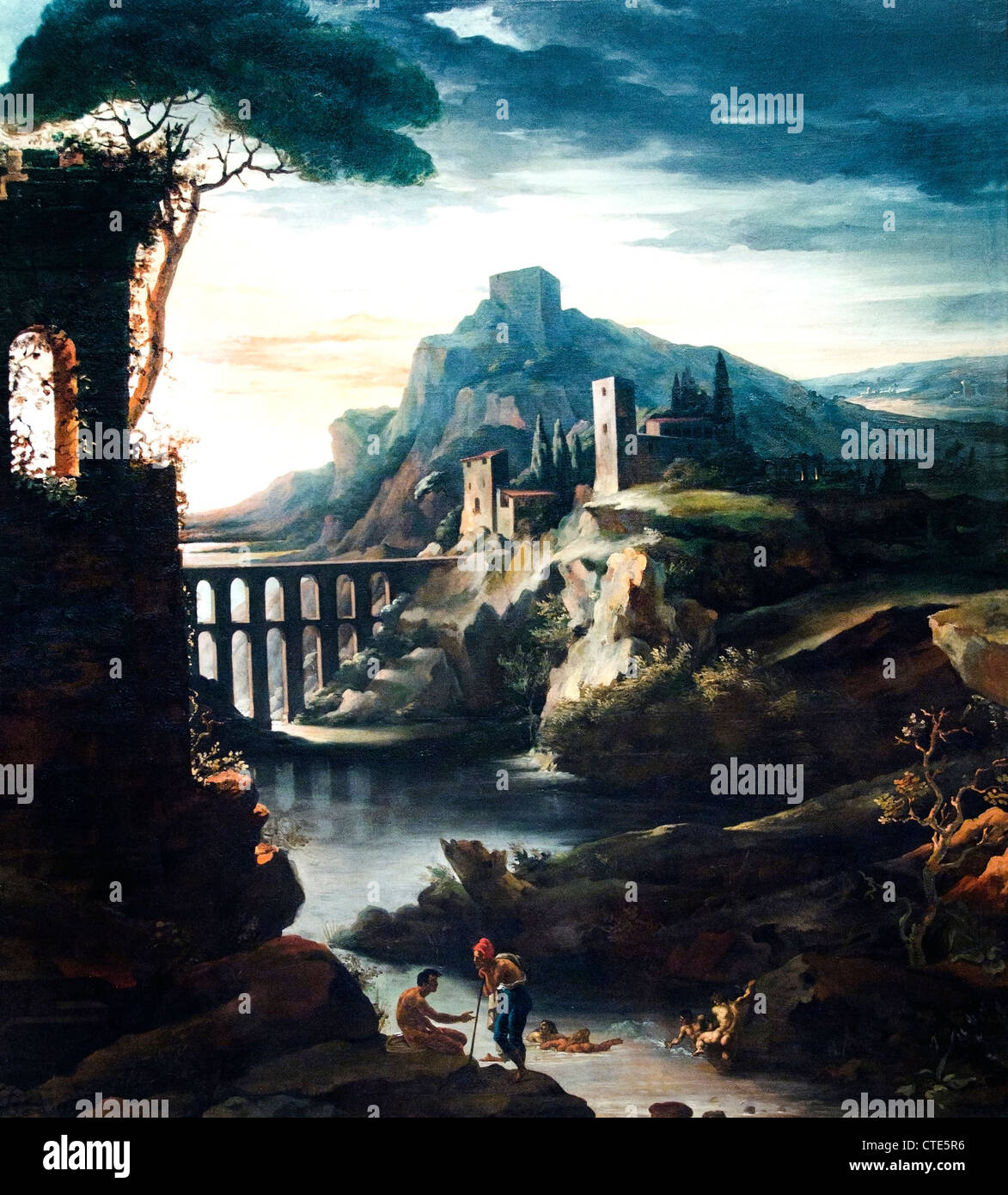 Paysage du soir avec un aqueduc 1818 par Théodore Gericault 1791-1824 Paris France French Banque D'Images