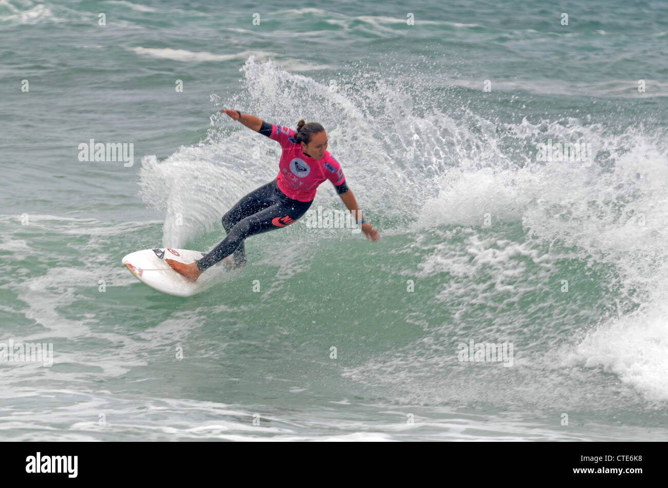Pro Surfer hawaiien Carissa Moore au Roxy Pro Biarritz 2012 Banque D'Images