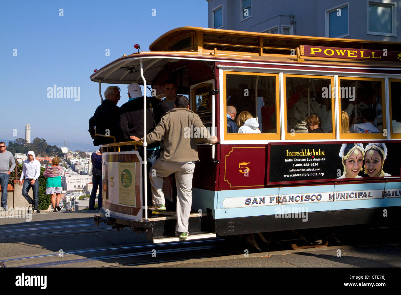 Powell et Market line cable car à San Francisco, Californie, USA. Banque D'Images