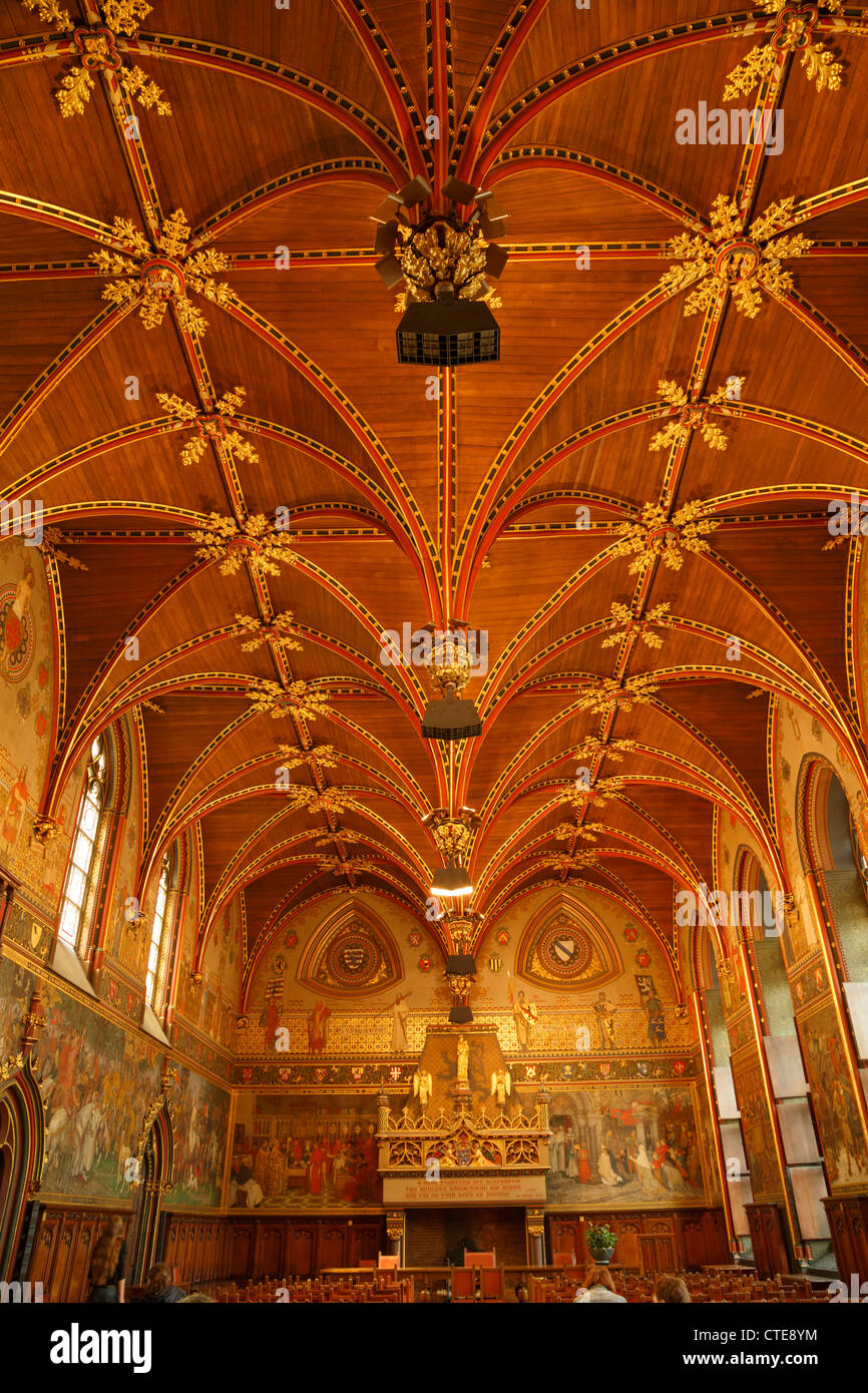 Les éléments de décoration de l'intérieur de l'Hôtel de Ville, Bruges. Banque D'Images