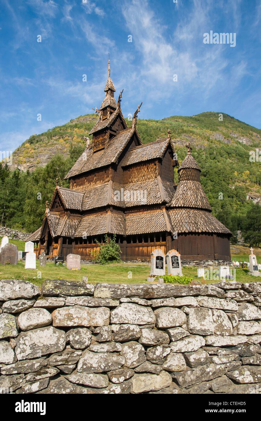 L'église (église en bois), la Norvège Borgund Banque D'Images