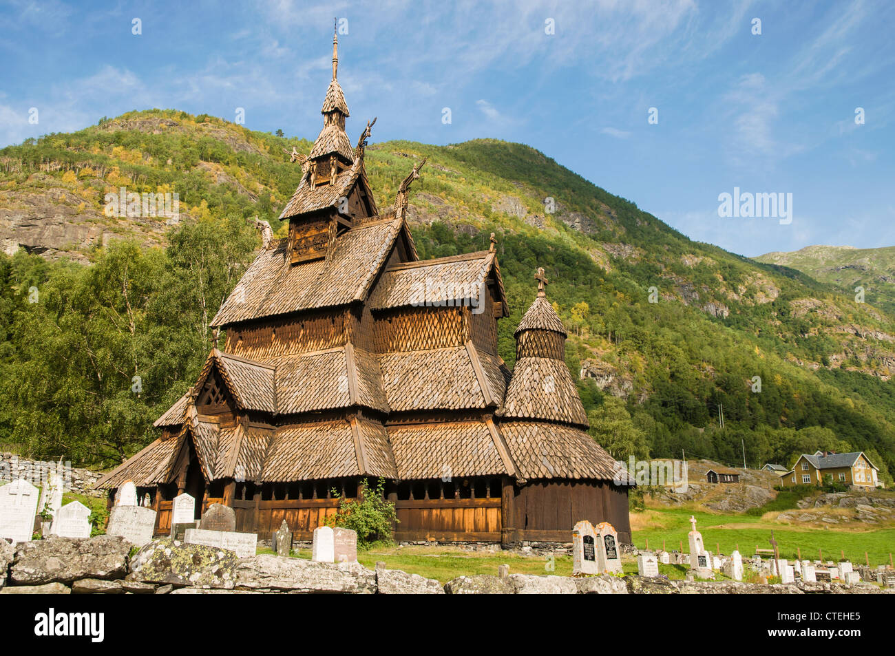 L'église (église en bois), la Norvège Borgund Banque D'Images