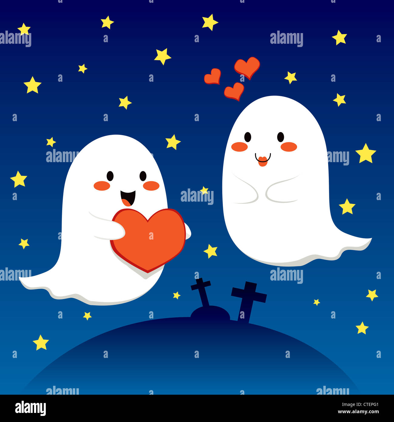 Couple Fantome Dans L Amour Au Cimetiere Le Soir De L Halloween Photo Stock Alamy
