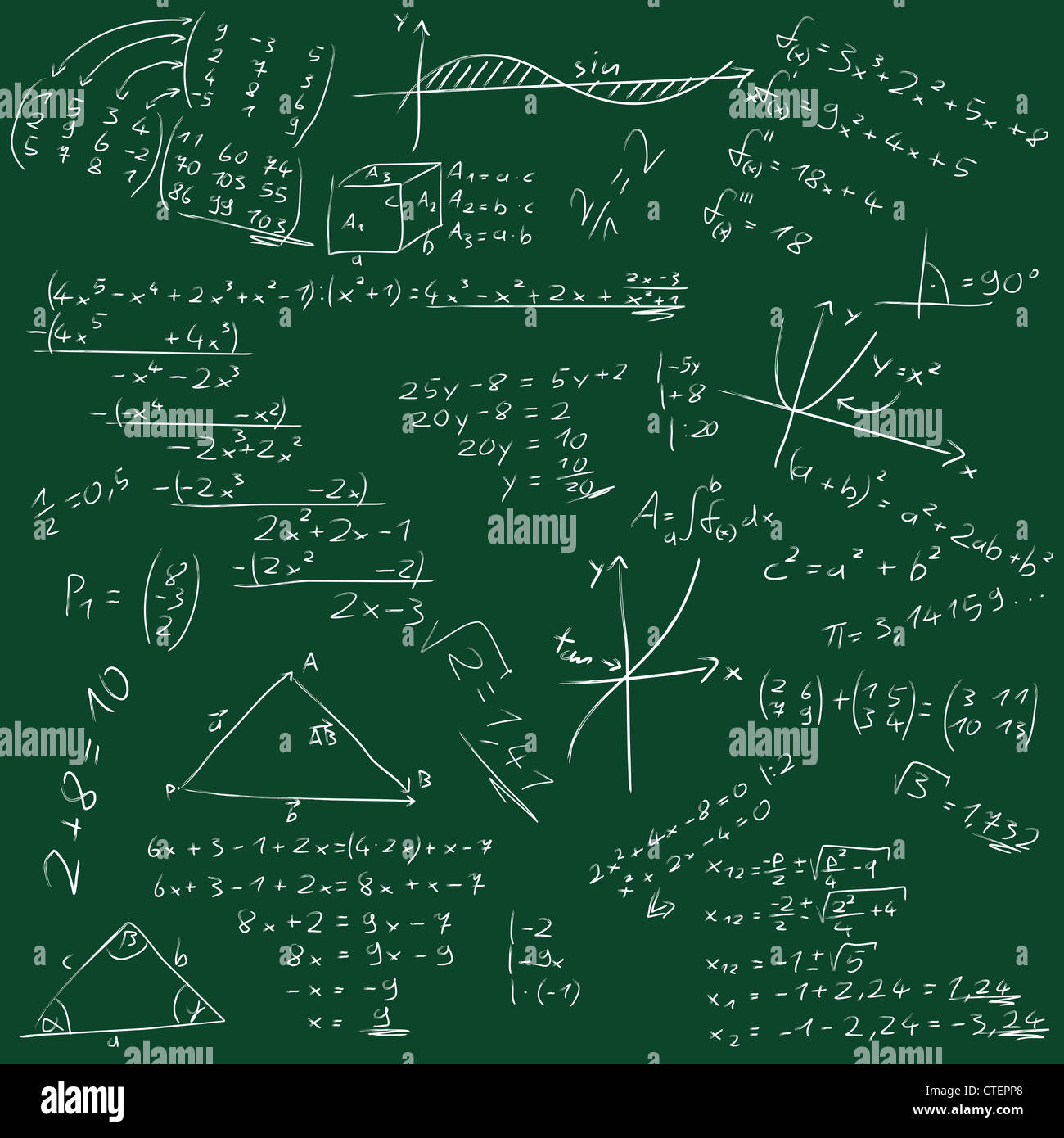 Carte avec des formules mathématiques Banque D'Images