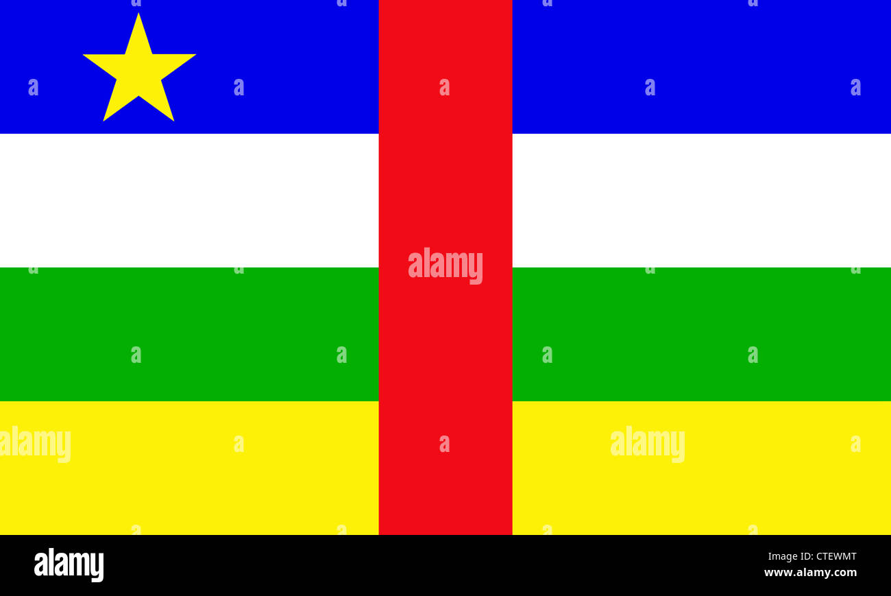 La République centrafricaine drapeau une nation en Afrique centrale Banque D'Images