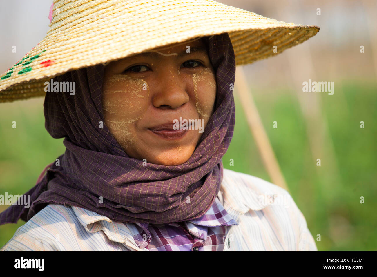 L'agriculture femme au Myanmar Banque D'Images