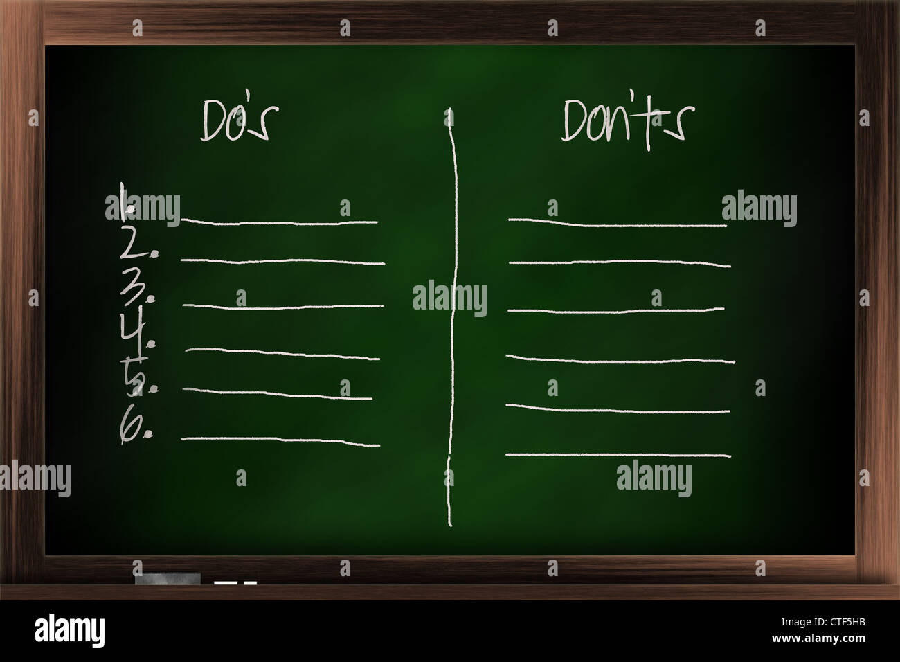 Tableau sur do's & don'ts list Banque D'Images