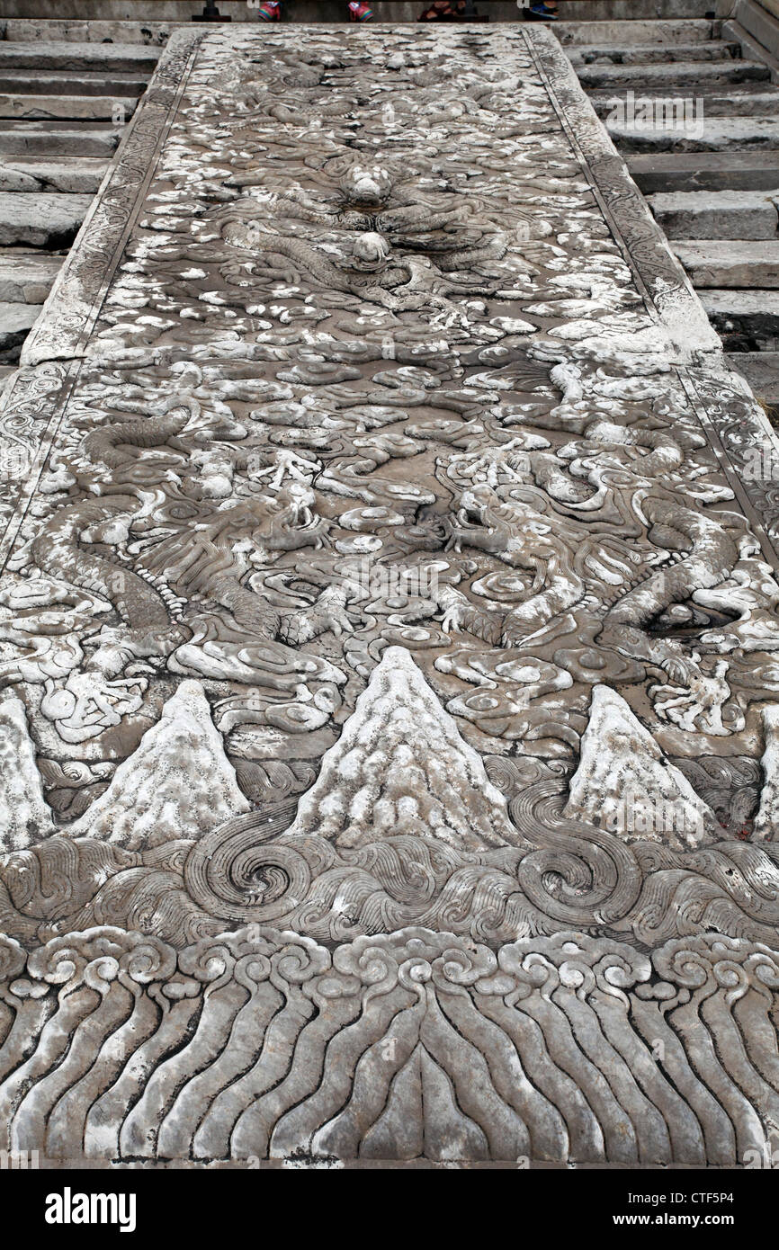 En chaussée réservée à l'Empereur seul, Imperial Palace, Forbidden City, Beijing, Chine Banque D'Images