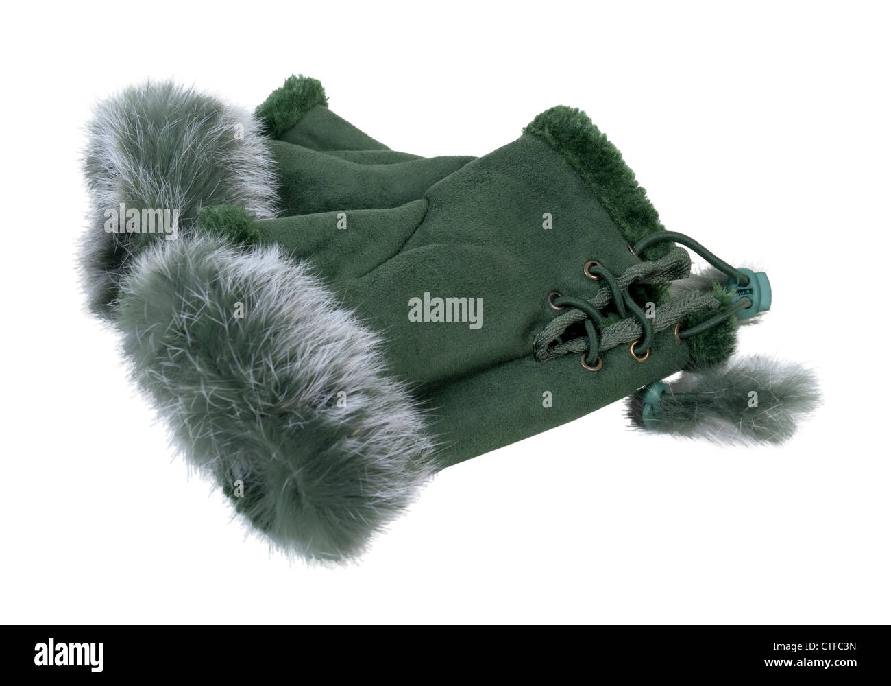 Garni de fourrure gants en cuir avec des liens tissés - chemin inclus Photo  Stock - Alamy