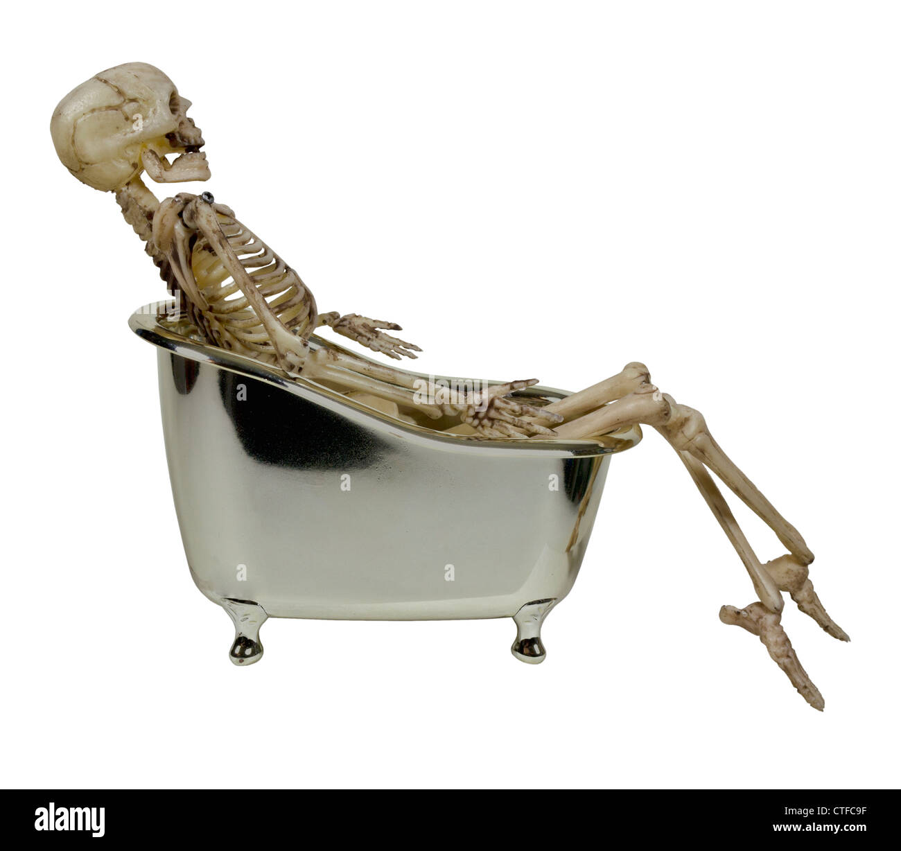 Grand squelette d'os et du crâne dans une baignoire d'argent - chemin  inclus Photo Stock - Alamy