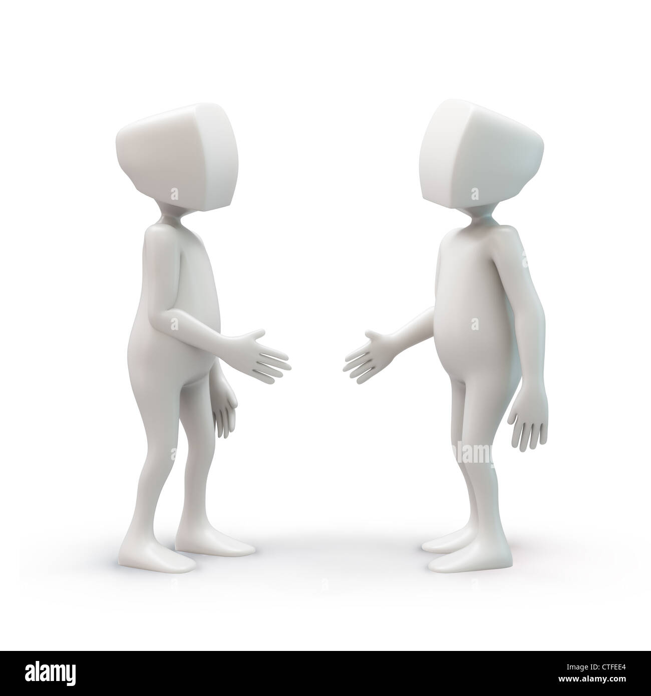 Deux personnages 3D shaking hands Banque D'Images