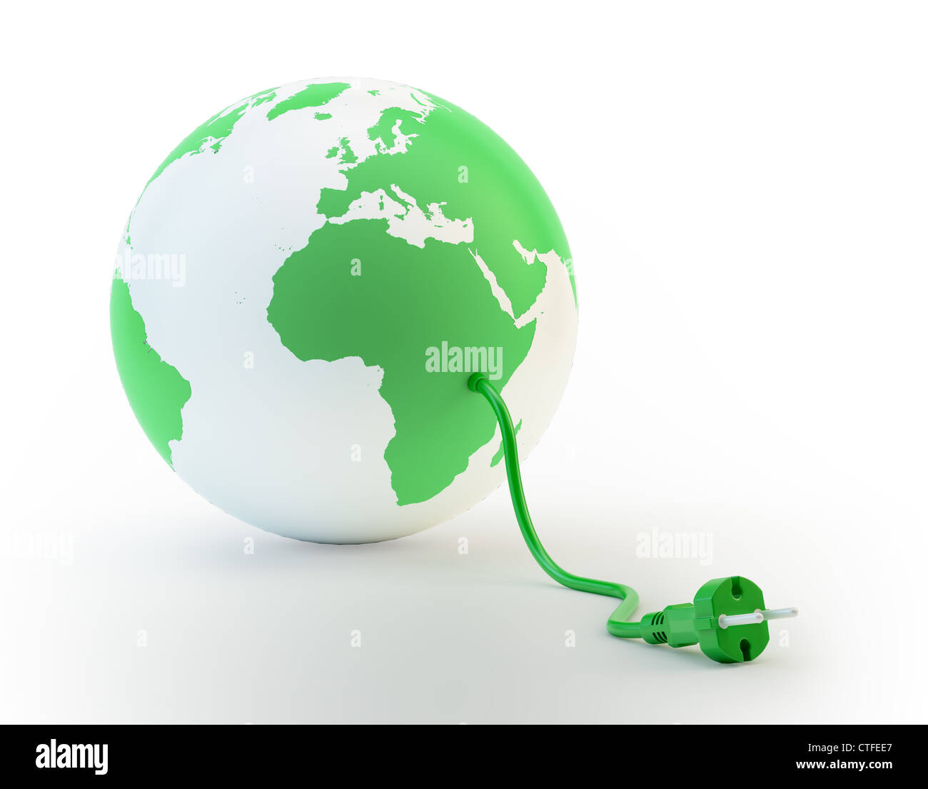 Concept d'énergie propre illustration - monde avec un cordon d'alimentation Banque D'Images