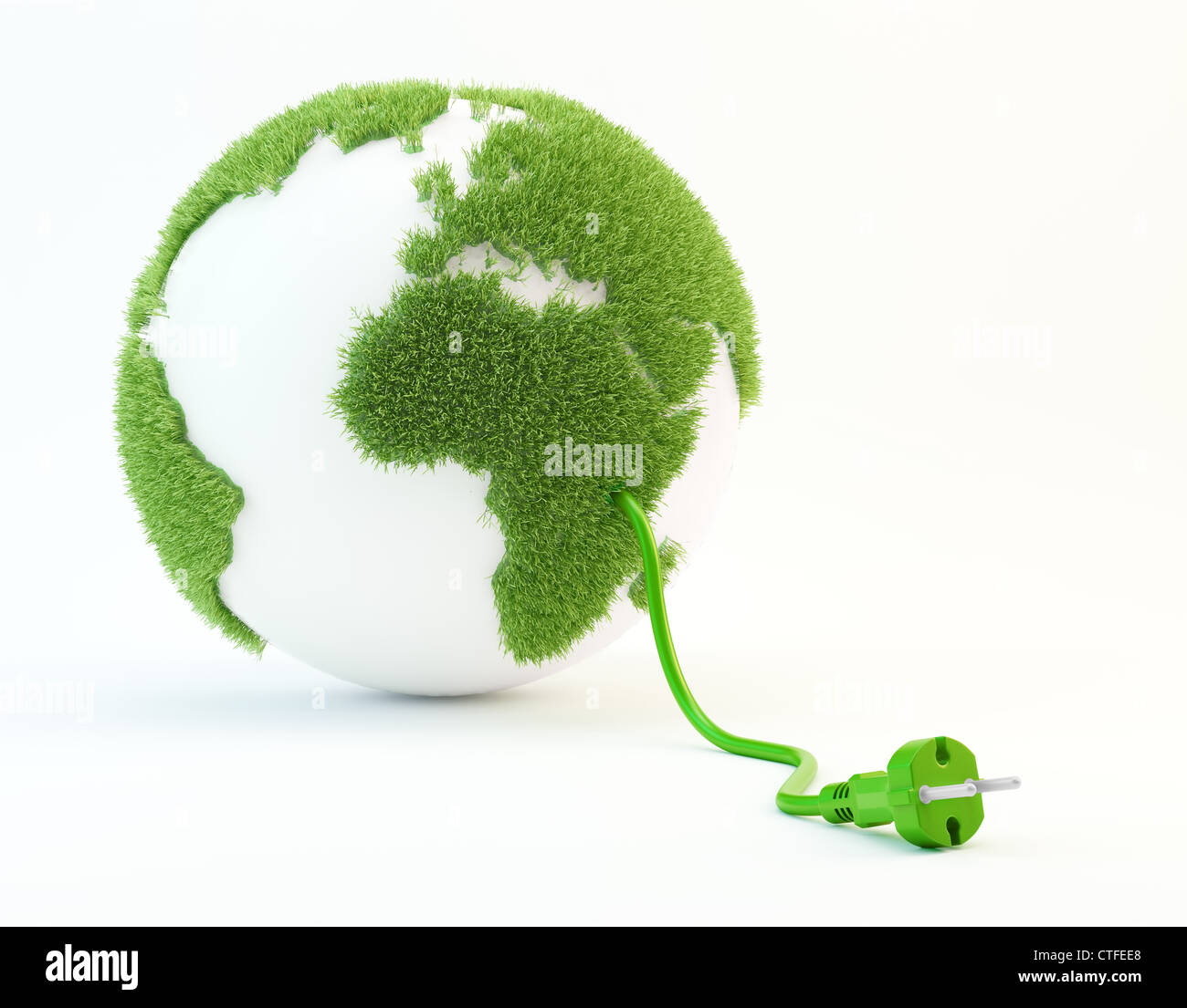 Concept d'énergie propre illustration - monde avec un cordon d'alimentation Banque D'Images