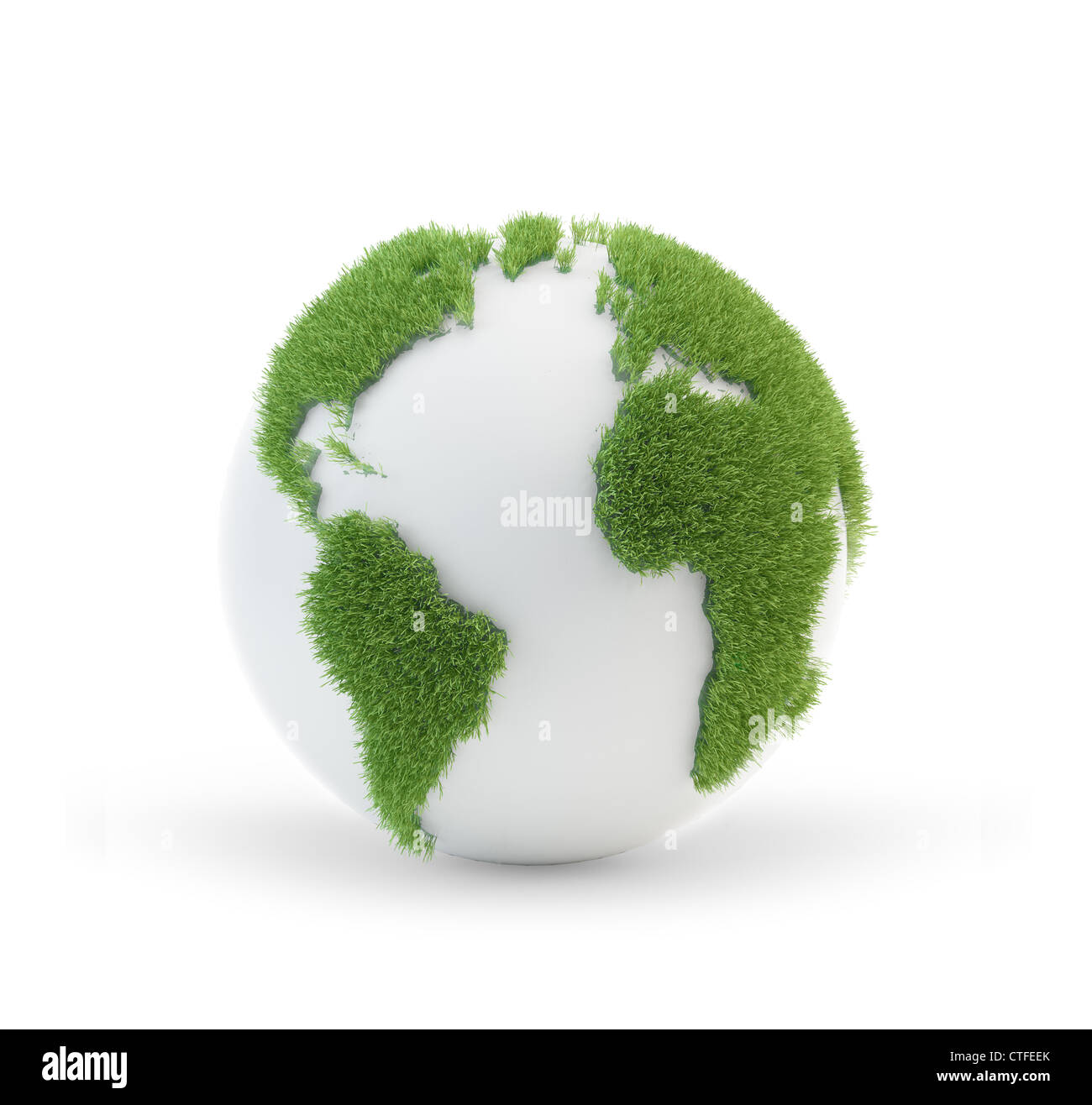 Globe de la terre couverte d'herbe avec contours des continents Banque D'Images