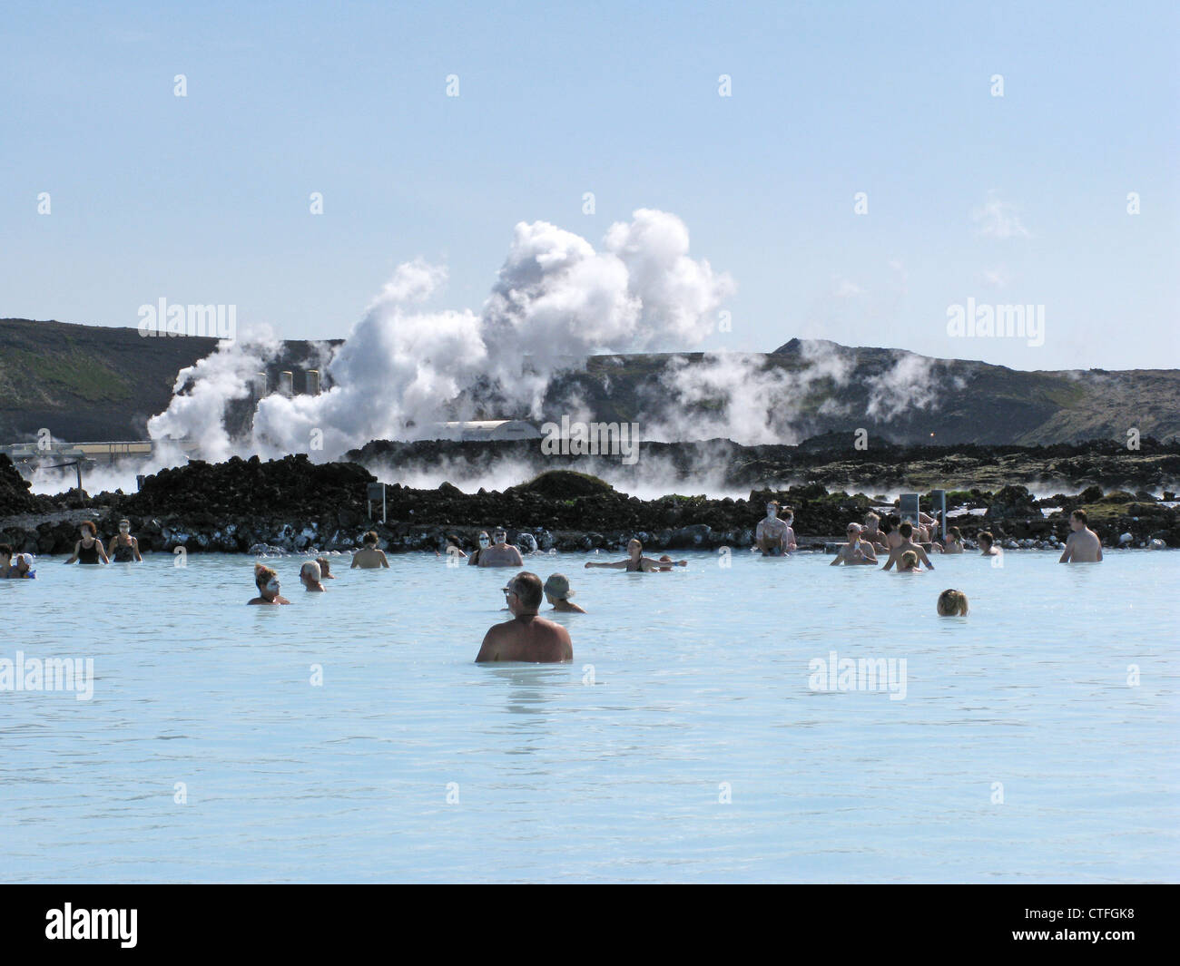 Bláa Lónið (Blue Lagoon geothermal spa), Grindavík, Reykjavík, Islande, de l'ouest, l'île de l'Atlantique Nord, Europe Banque D'Images