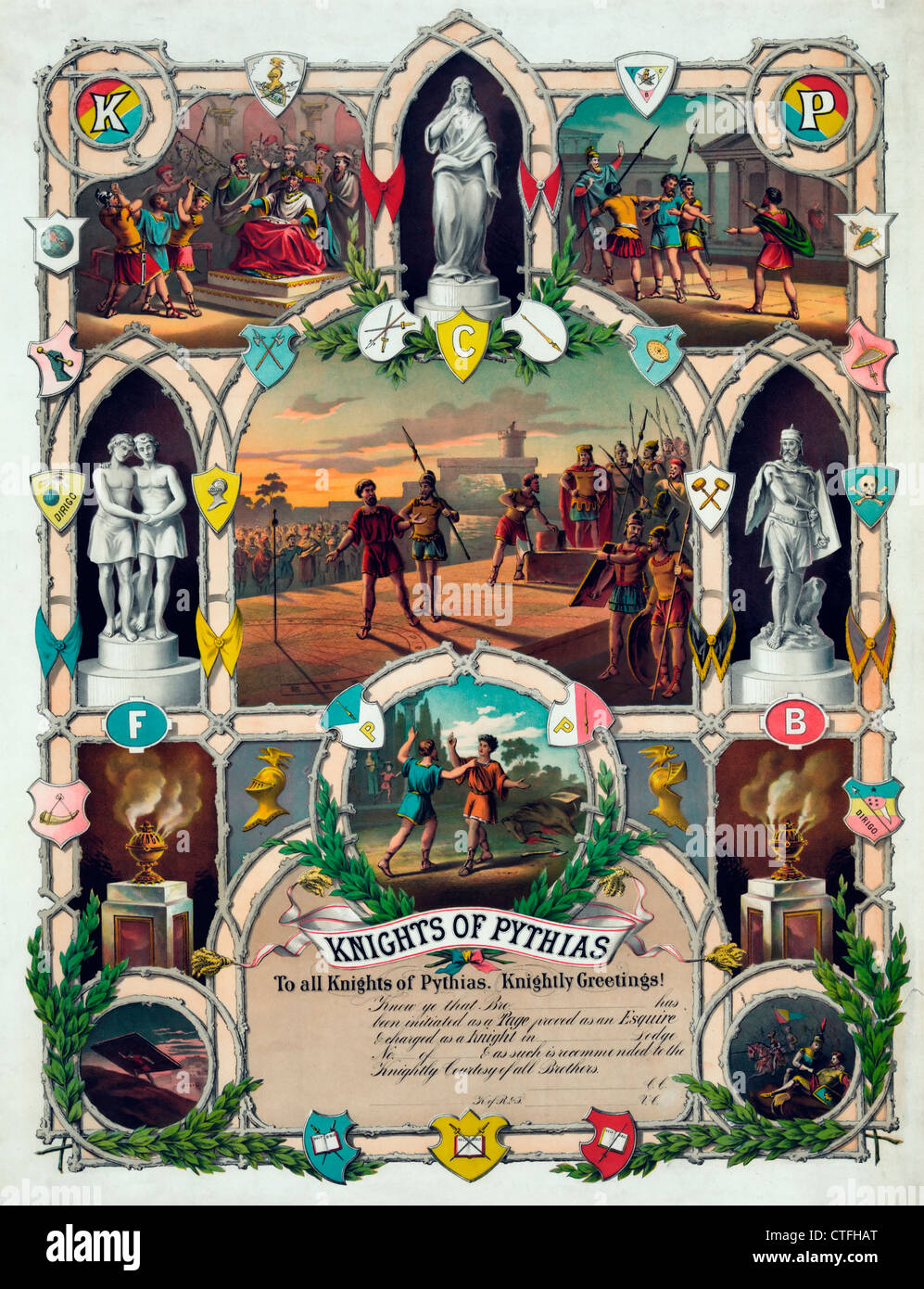 Knights of Pythias - Martin bonjour ! Circa 1872 Banque D'Images