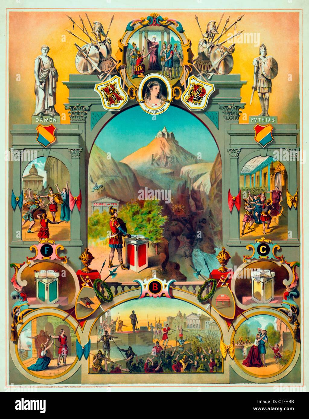 Knights of Pythias, illustration vers 1886 Banque D'Images