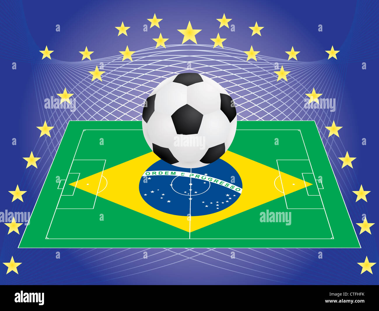 Plus de football terrain avec drapeau brésilien illustration Banque D'Images Plus de football terrain avec drapeau brésilien illustration Banque D'Images