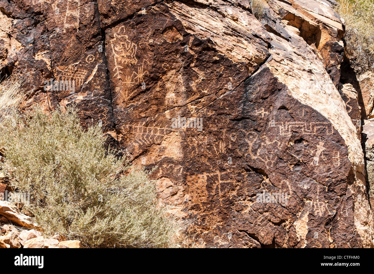 Des pétroglyphes, Parowan Gap près de Cedar City, Utah. Banque D'Images