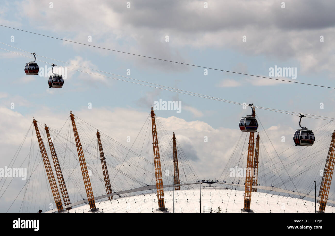 O2 et Emirates Air Line Banque D'Images