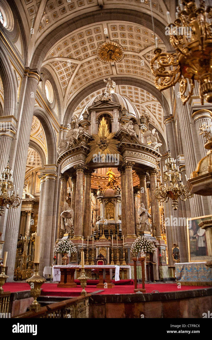 Cathédrale de Puebla, Cathédrale de Puebla, à proximité de la Place Zocalo, Puebla, Mexique Banque D'Images