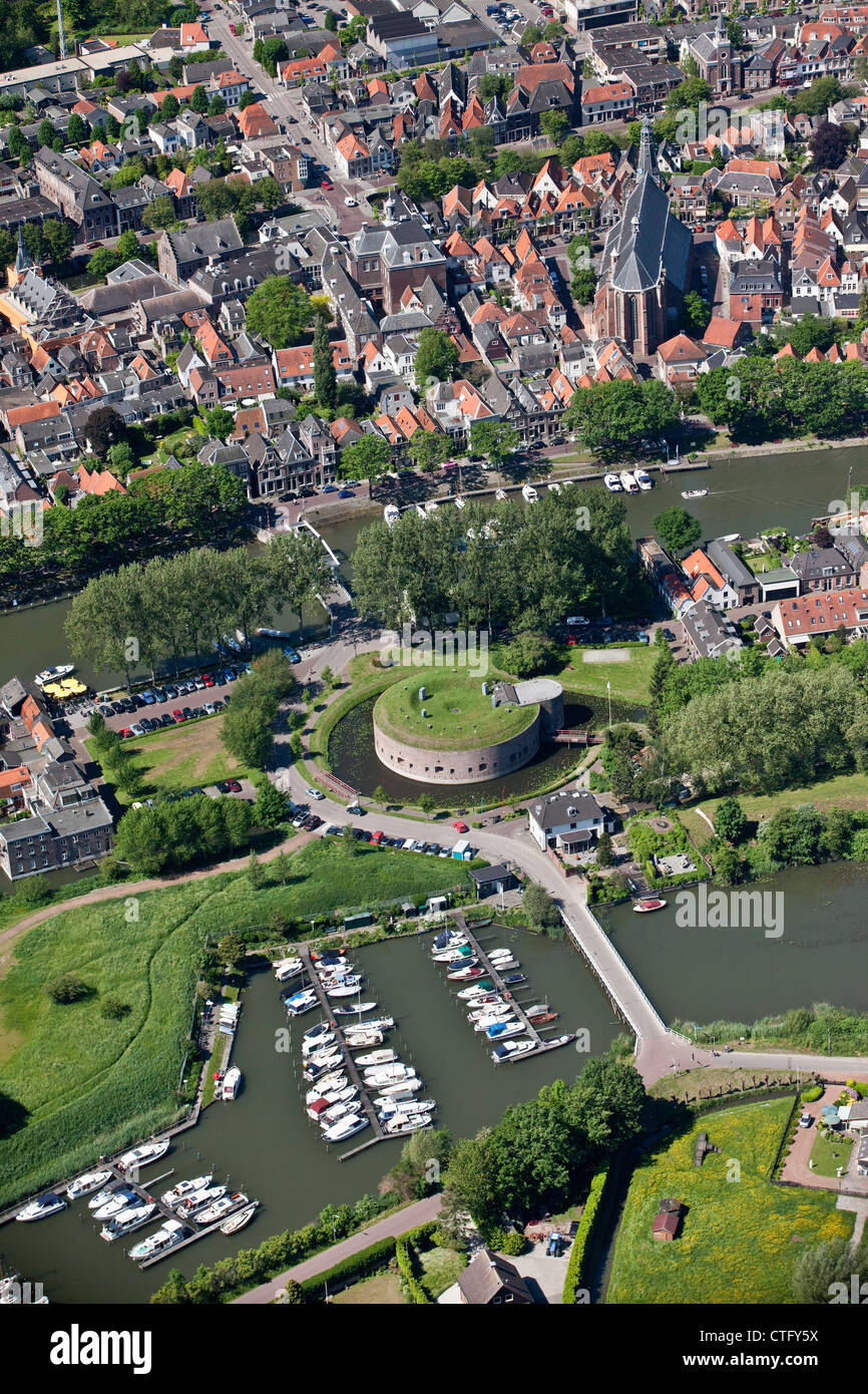Antenne, fort appelé Tower fort à la rivière Vecht. Ligne de défense d'Amsterdam. Waterlinies Hollandse. Lignes de défense des eaux néerlandaises. Antenne. Banque D'Images