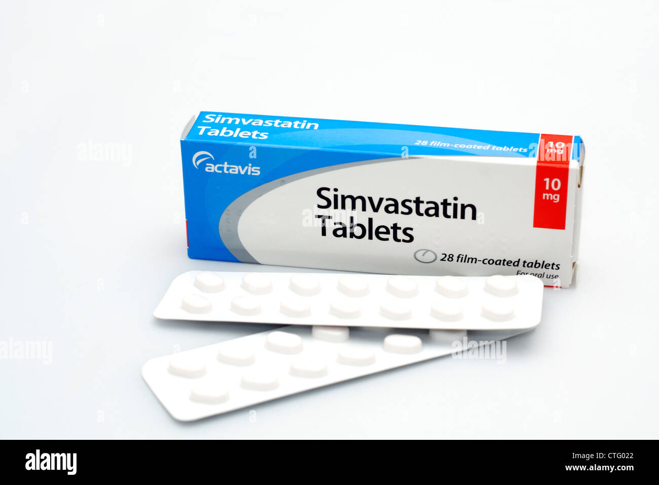 Simvastatin comprimés (statines) cholestérol réduisant les comprimés Banque D'Images