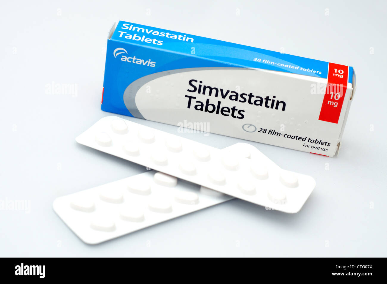 Simvastatin comprimés (statines) cholestérol réduisant les comprimés Banque D'Images
