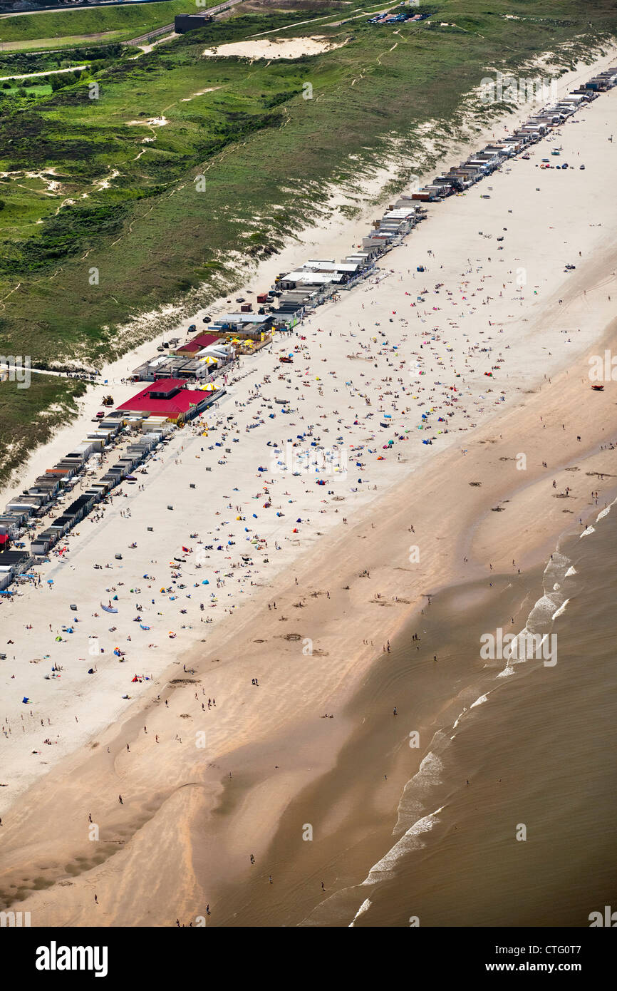 Les Pays-Bas, IJmuiden, aérienne, plage. Banque D'Images