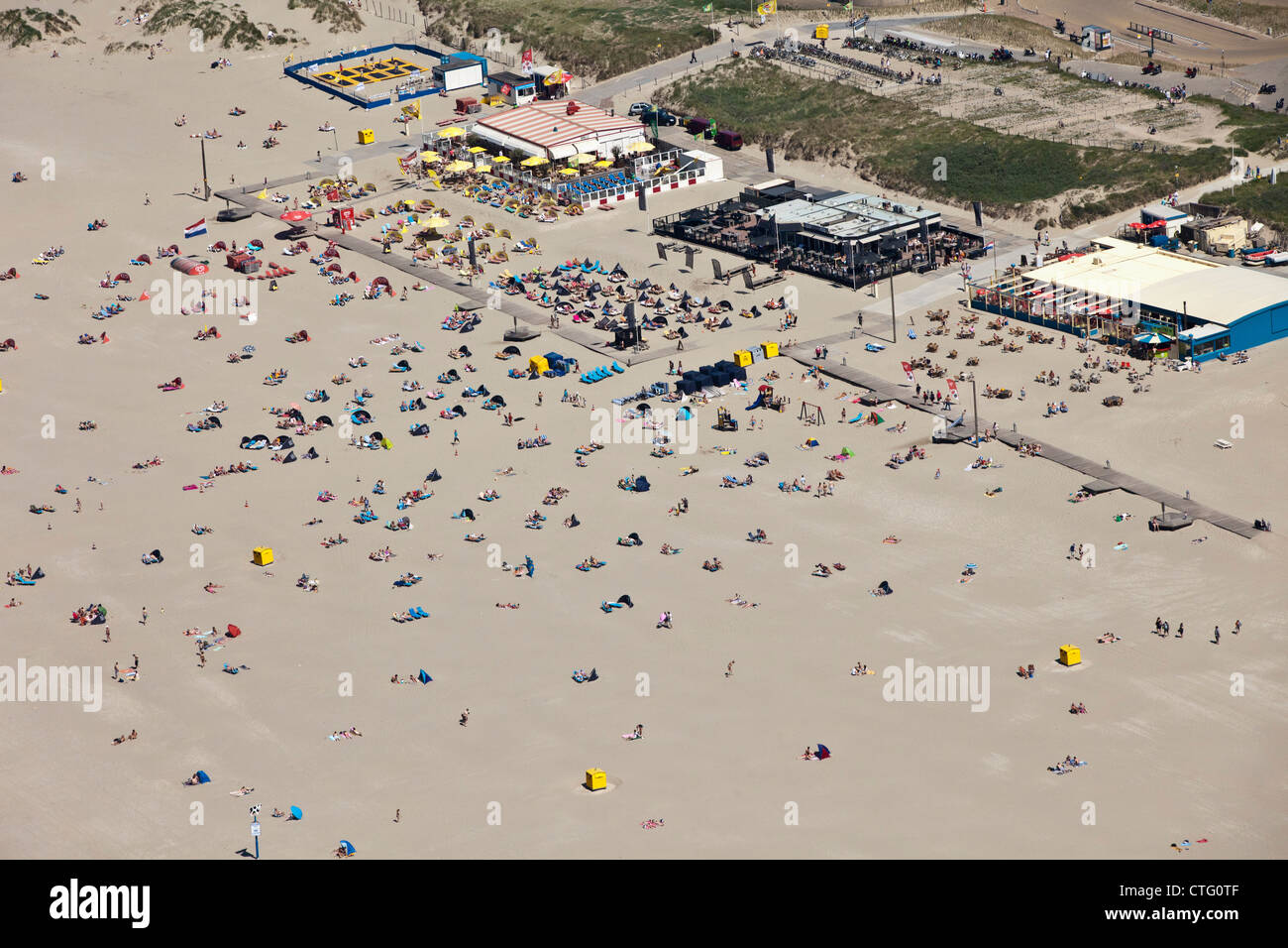 Les Pays-Bas, IJmuiden, aérienne, plage. Banque D'Images