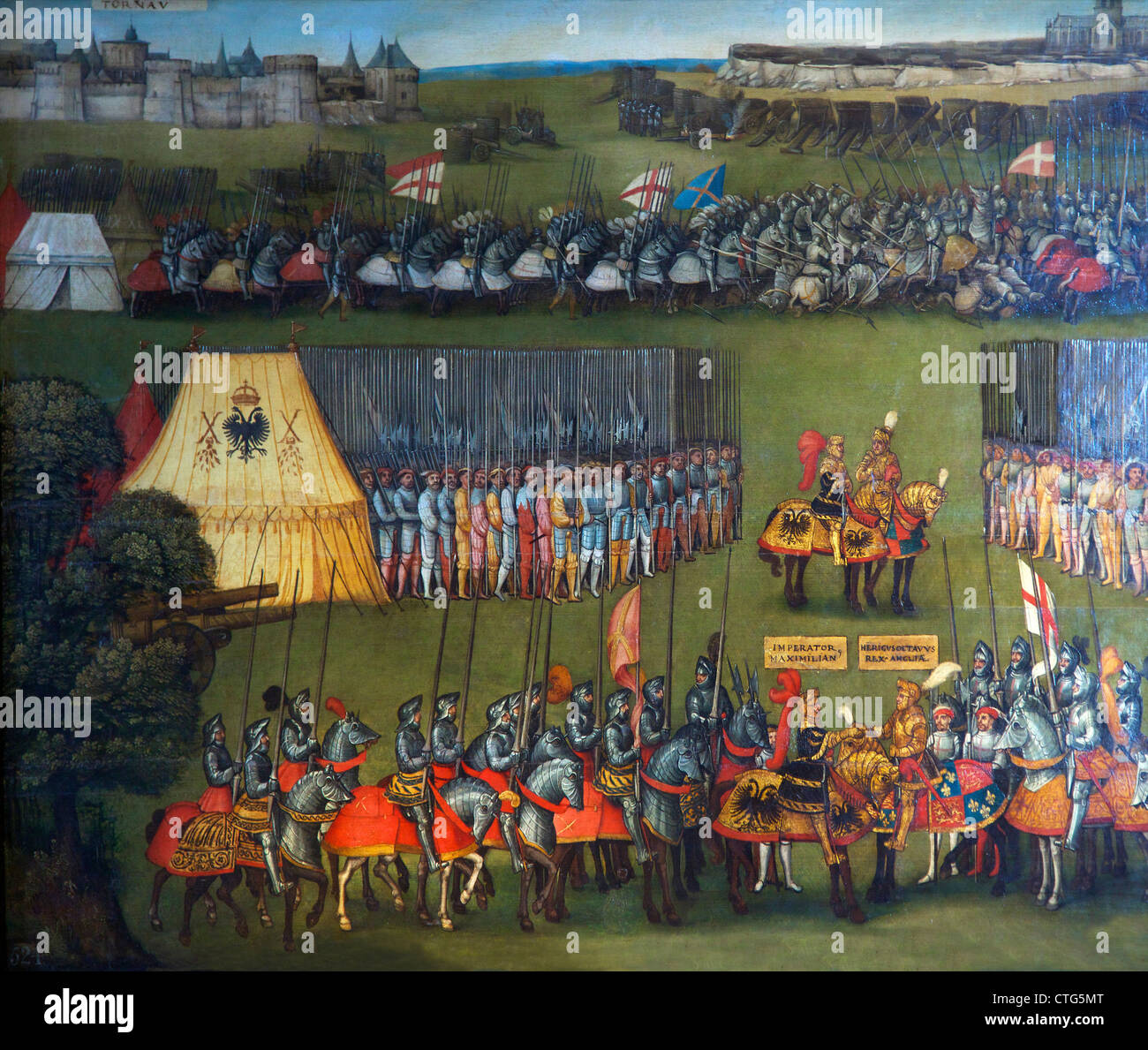 Détail de la réunion d'Henry VIII et l'Empereur Maximilien I, vers 1513, artiste inconnu, Banque D'Images