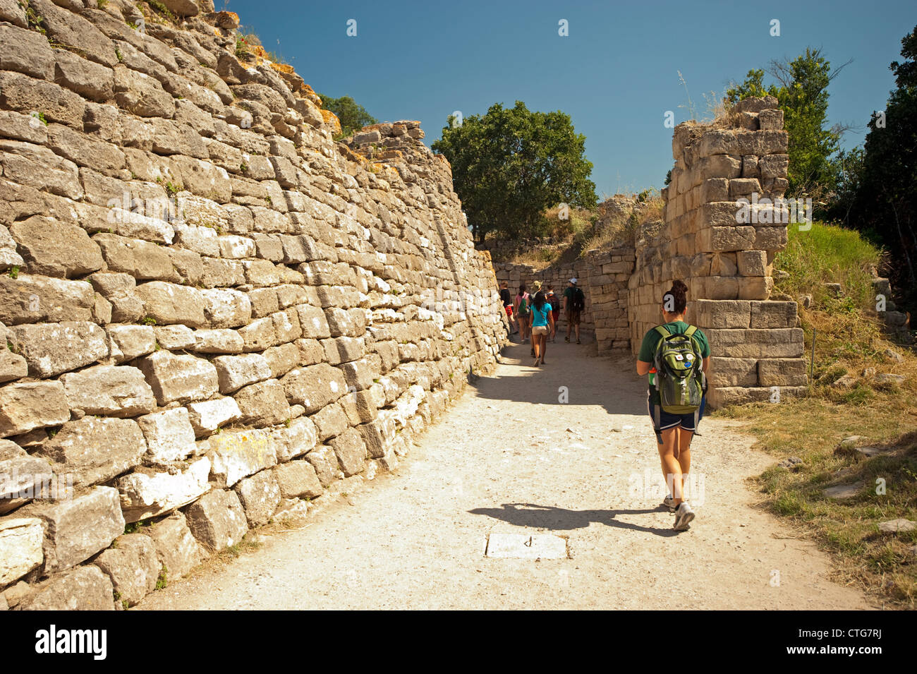 Les murs de fortification de l'antique Troia II et III BC 2500 Troie Çanakkale Turquie Banque D'Images
