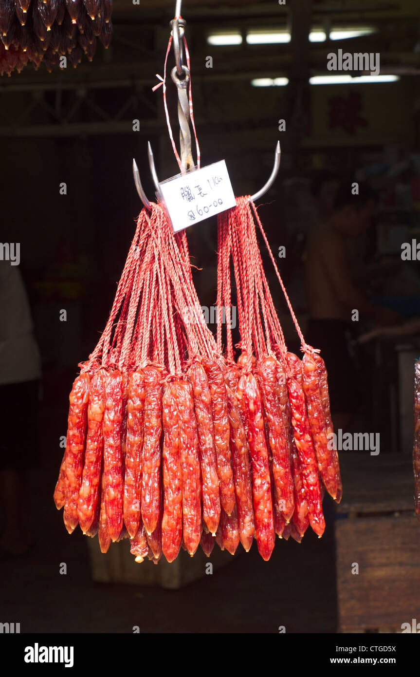 Saucisses, un chinois préservés des aliments traditionnels chinois. Photo est prise à Penang, Malaisie. Banque D'Images