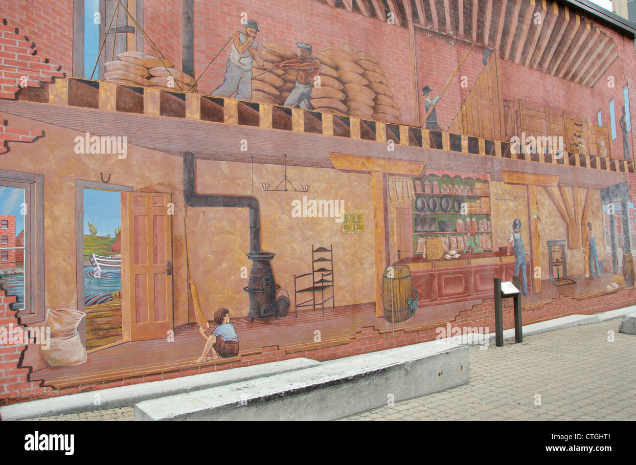 New York, Syracuse, Erie Canal Museum. Photo murale extérieure. Banque D'Images