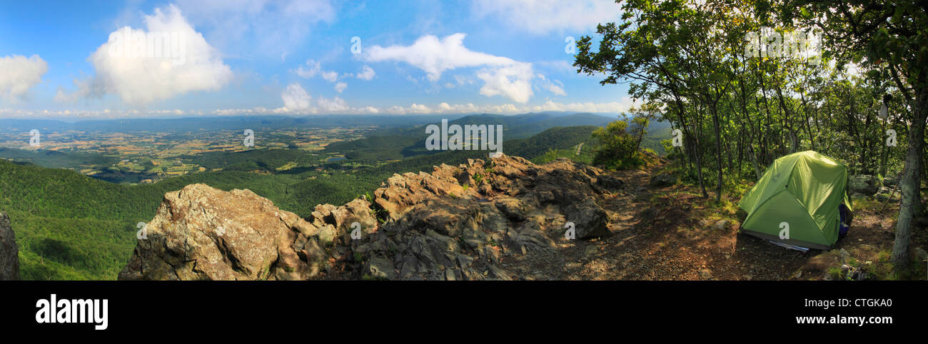 Sur peu de Stony Man Mountain, sentier des Appalaches, le Parc National Shenandoah, en Virginie, USA Banque D'Images