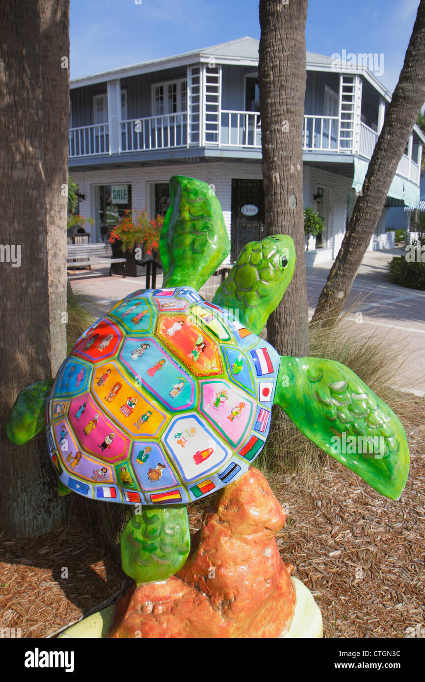 Vero Beach Florida, tortue de fibre de verre, art d'art, icône, les visiteurs voyage voyage touristique touristique repère culturel culture culturelle, vacances grou Banque D'Images